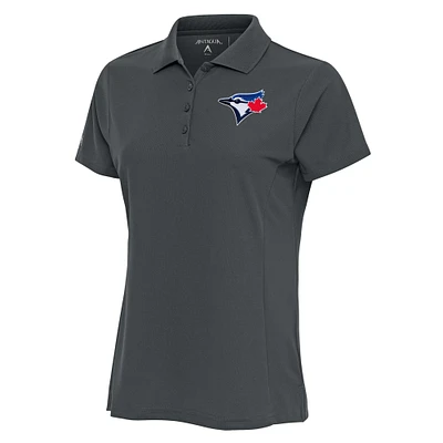 Women's Antigua Charcoal Toronto Blue Jays Logo Legacy Pique Polo