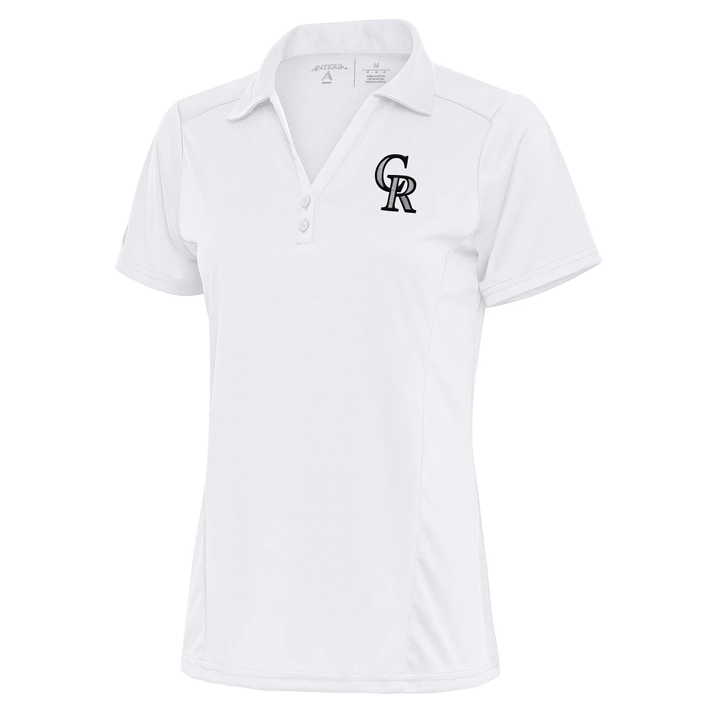 Women's Antigua White Colorado Rockies Logo Tribute Polo