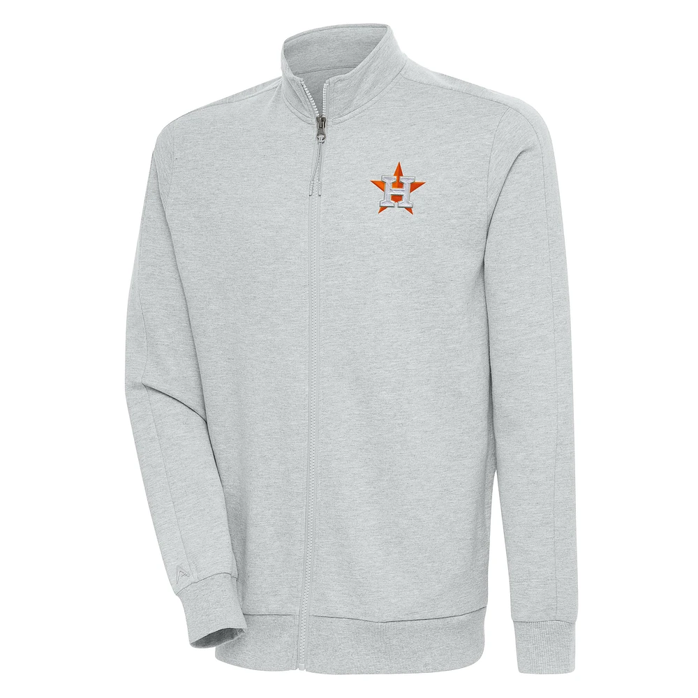 Men's Antigua Heather Gray Houston Astros Action Full-Zip Jacket
