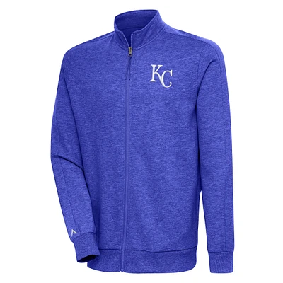 Men's Antigua Heather Royal Kansas City Royals Action Full-Zip Jacket