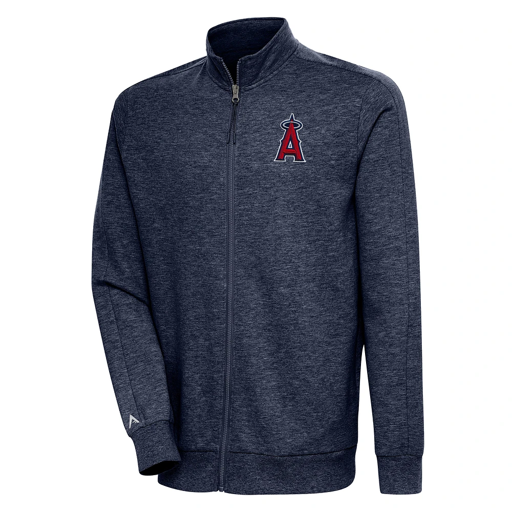 Men's Antigua Heather Navy Los Angeles Angels Action Full-Zip Jacket