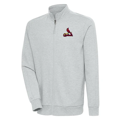 Men's Antigua Heather Gray St. Louis Cardinals Action Full-Zip Jacket