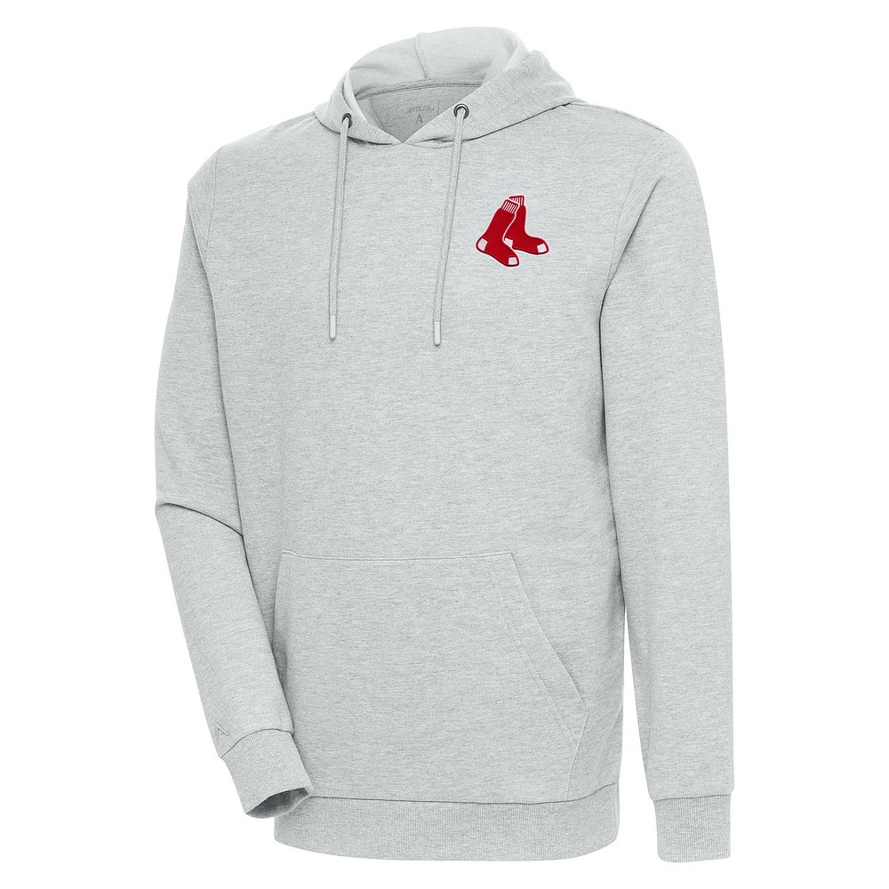 Men's Antigua Heather Gray Boston Red Sox Action Pullover Hoodie
