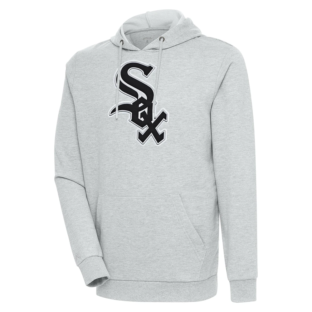 Men's Antigua Heather Chicago White Sox Action Pullover Hoodie