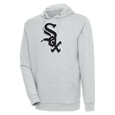 Men's Antigua Heather Gray Chicago White Sox Action Pullover Hoodie