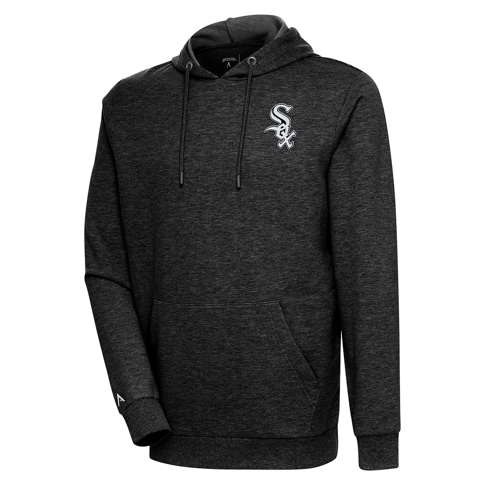 Men's Antigua Heather Black Chicago White Sox Action Pullover Hoodie