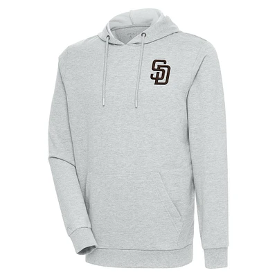 Men's Antigua Heather Gray San Diego Padres Action Pullover Hoodie