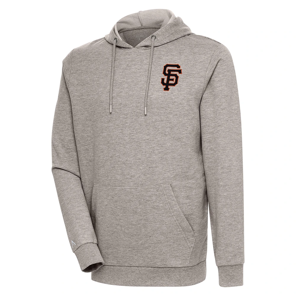 Men's Antigua Oatmeal San Francisco Giants Action Pullover Hoodie