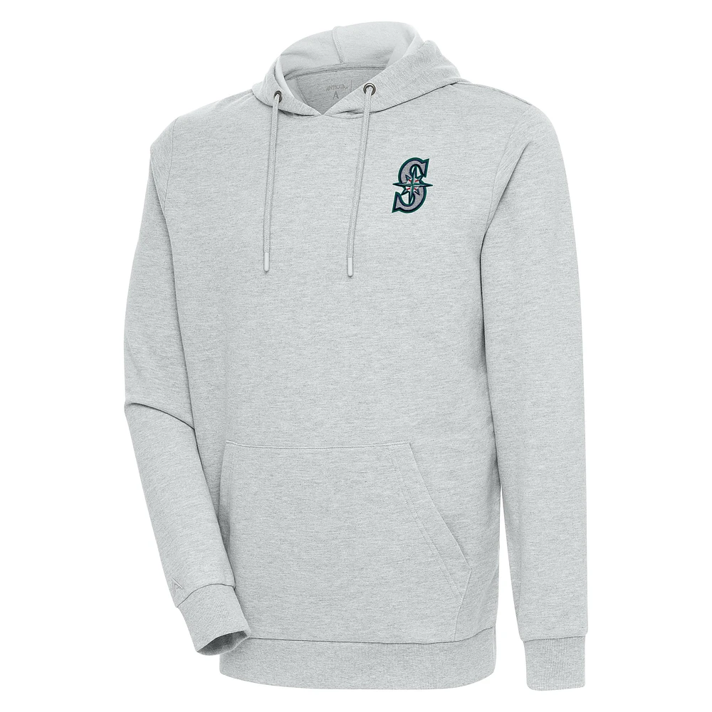 Men's Antigua Heather Gray Seattle Mariners Action Pullover Hoodie
