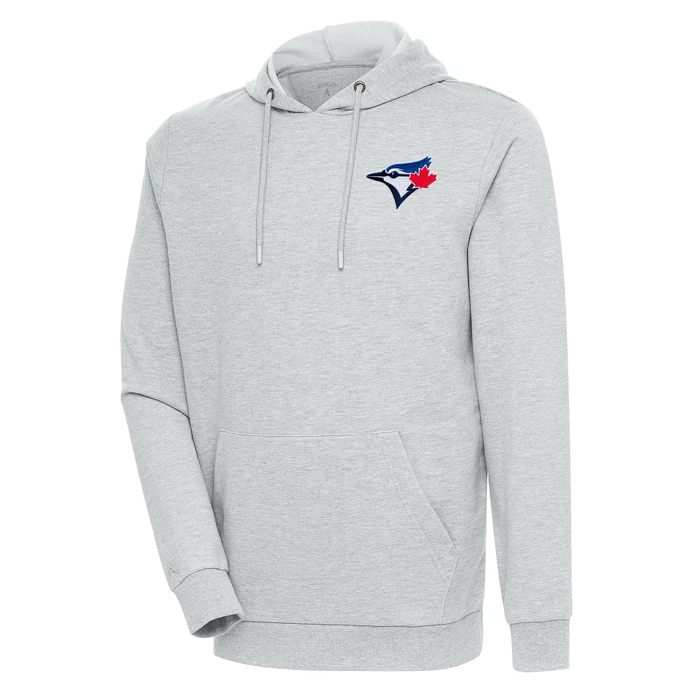 Men's Antigua Heather Gray Toronto Blue Jays Action Pullover Hoodie