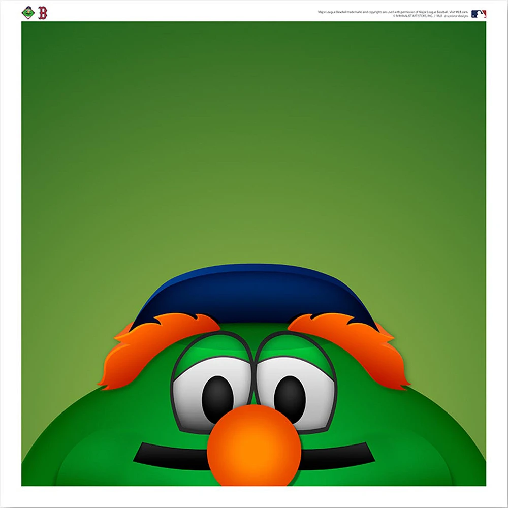 Wally The Green Monster Boston Red Sox 12'' x 12'' Minimalist Mascot Poster Print