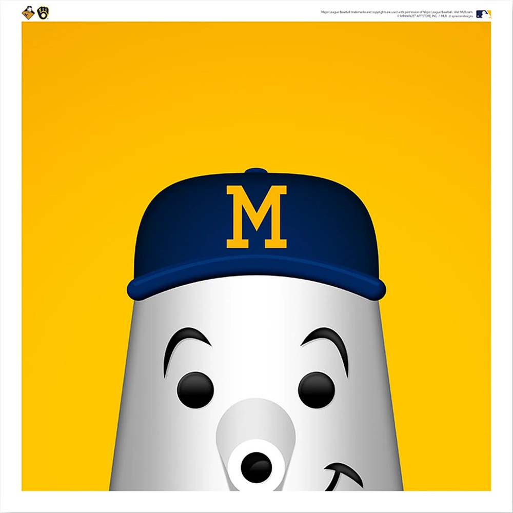 Barrelman Milwaukee Brewers 12'' x 12'' Minimalist Mascot Poster Print
