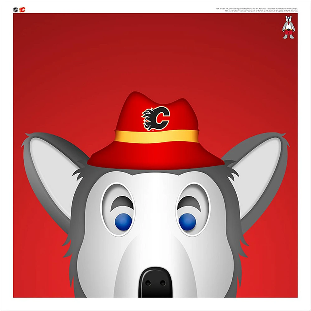 Harvey The Hound Calgary Flames 12'' x 12'' Minimalist Mascot Poster Print