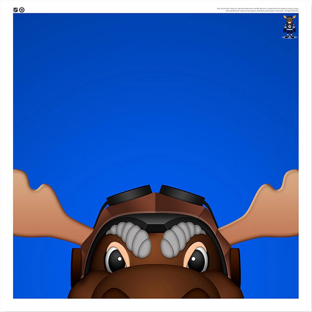 Mick E. Moose Winnipeg Jets 12'' x 12'' Minimalist Mascot Poster Print