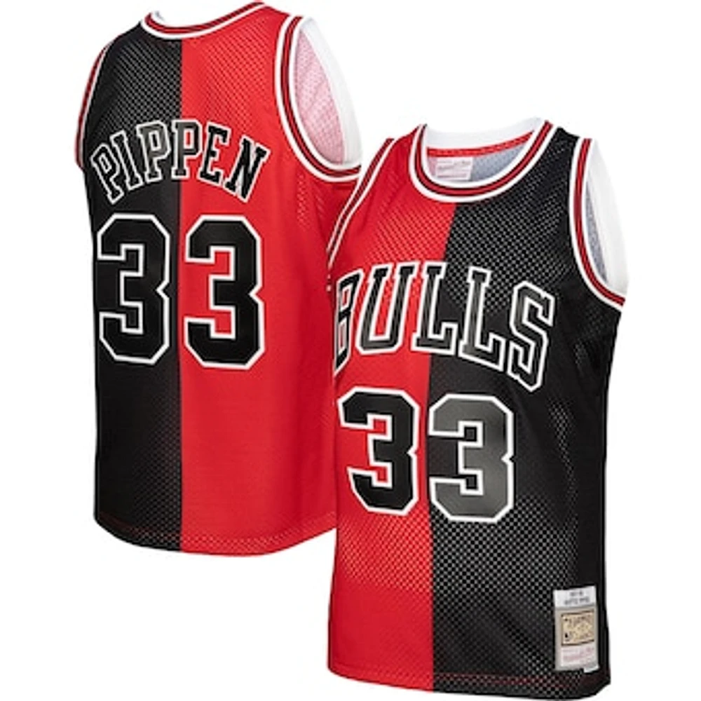 Men's Mitchell & Ness Scottie Pippen Red/Black Chicago Bulls Big Tall Hardwood Classics 1997/98 Split Swingman Jersey