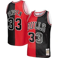 Men's Mitchell & Ness Scottie Pippen Red/Black Chicago Bulls Big Tall Hardwood Classics 1997/98 Split Swingman Jersey