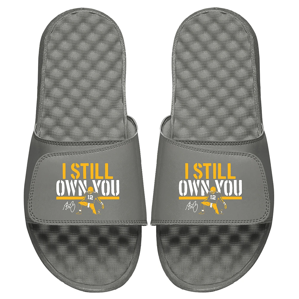 Youth ISlide x BreakingT Aaron Rodgers Gray NFLPA I Still Own You Slide Sandals