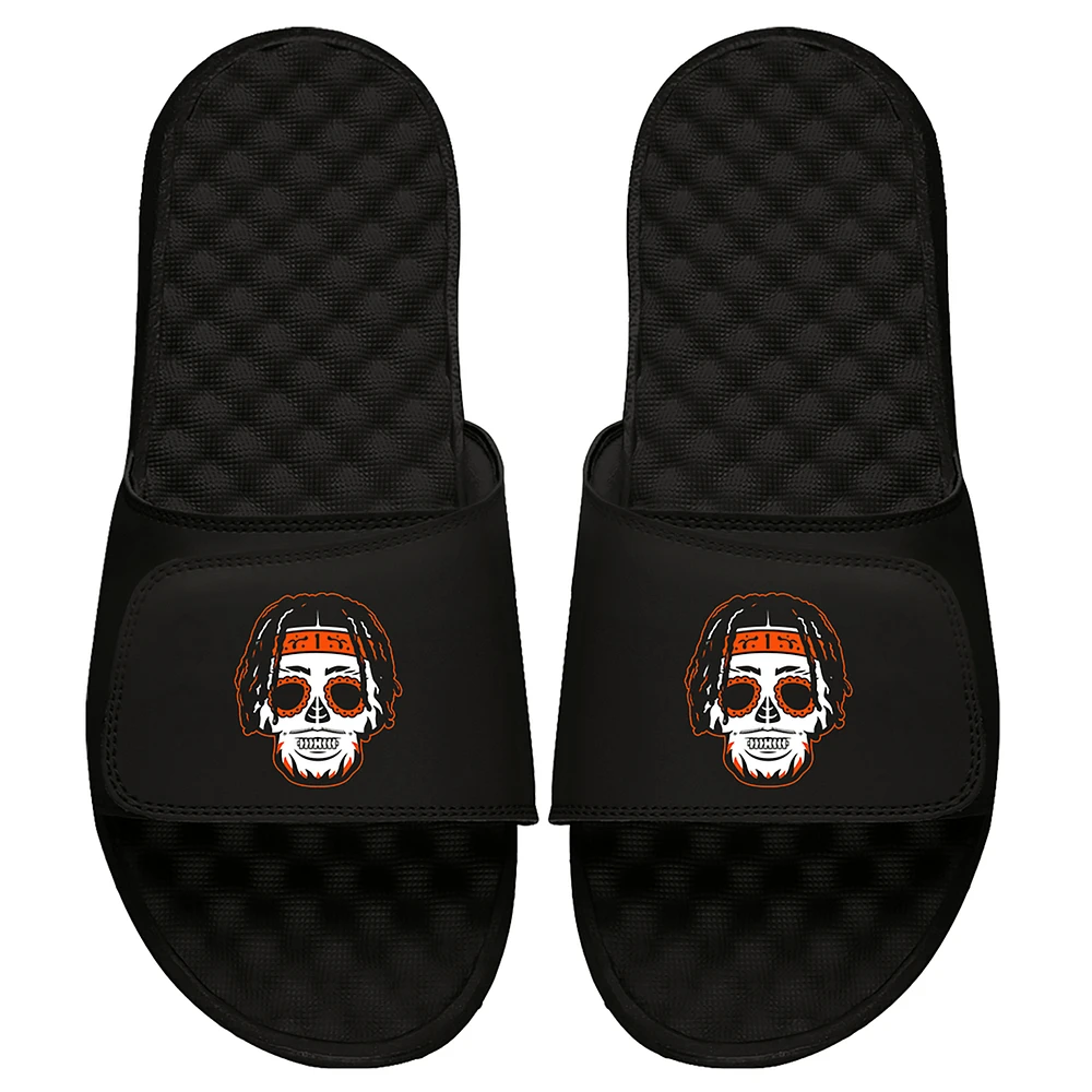 Men's ISlide x BreakingT Ja'Marr Chase Black NFLPA Sugar Skull Slide Sandals