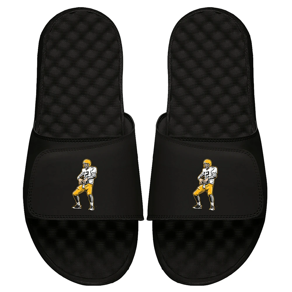 Youth ISlide x BreakingT Aaron Rodgers Black NFLPA Touchdown Slide Sandals