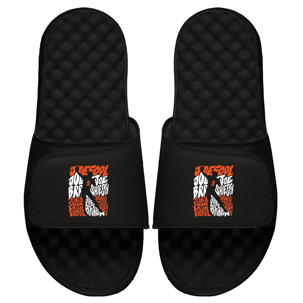 Youth ISlide x BreakingT Joe Burrow Black NFLPA Nicknames Slide Sandals