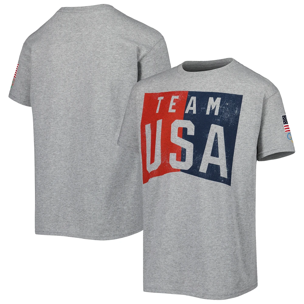 Youth Heather Gray Team USA Logo T-Shirt
