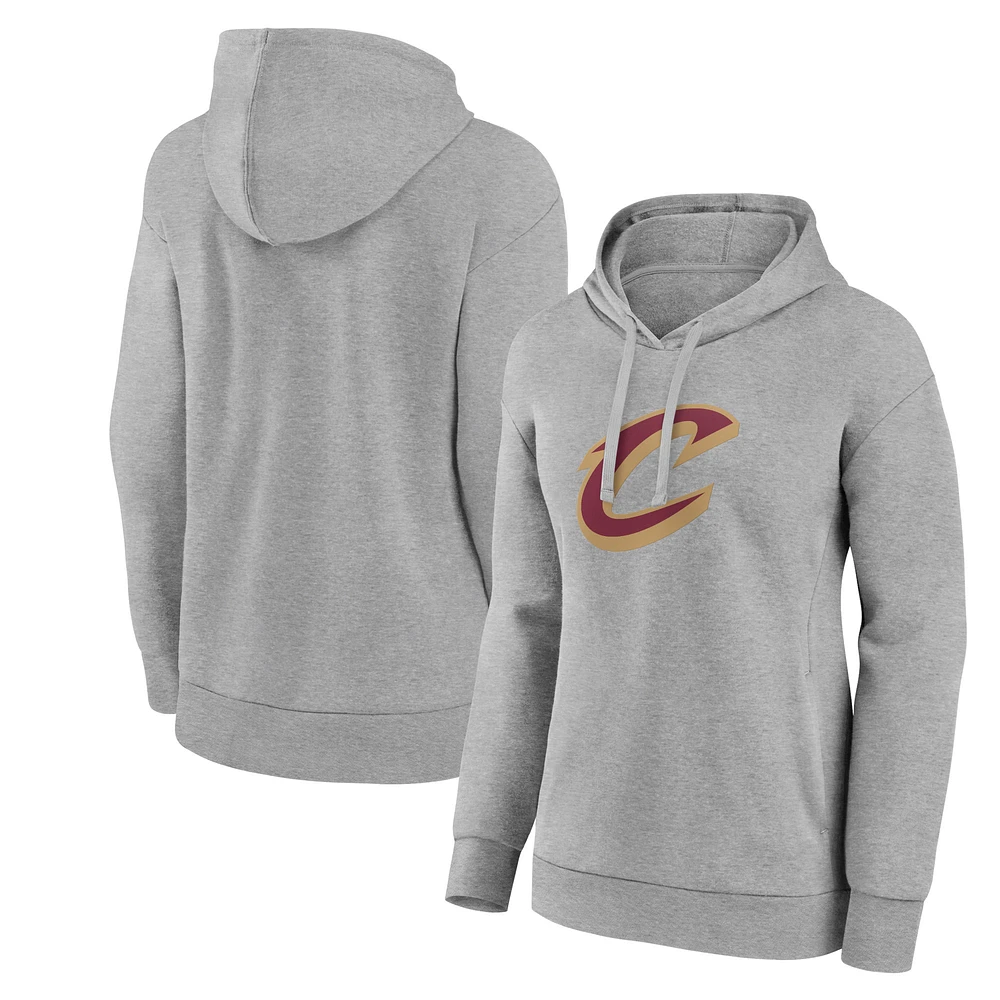Women's Gray Cleveland Cavaliers Team Primary Logo Pullover Hoodie