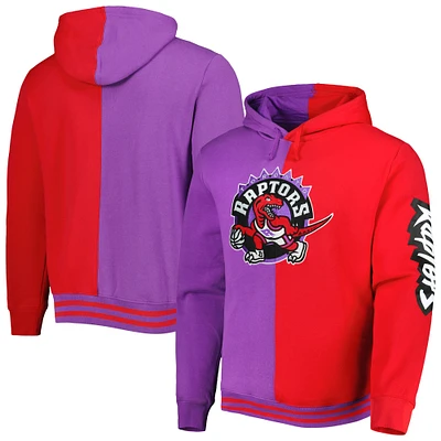 Men's Mitchell & Ness Purple/Red Toronto Raptors Big Tall Hardwood Classics Split Pullover Hoodie