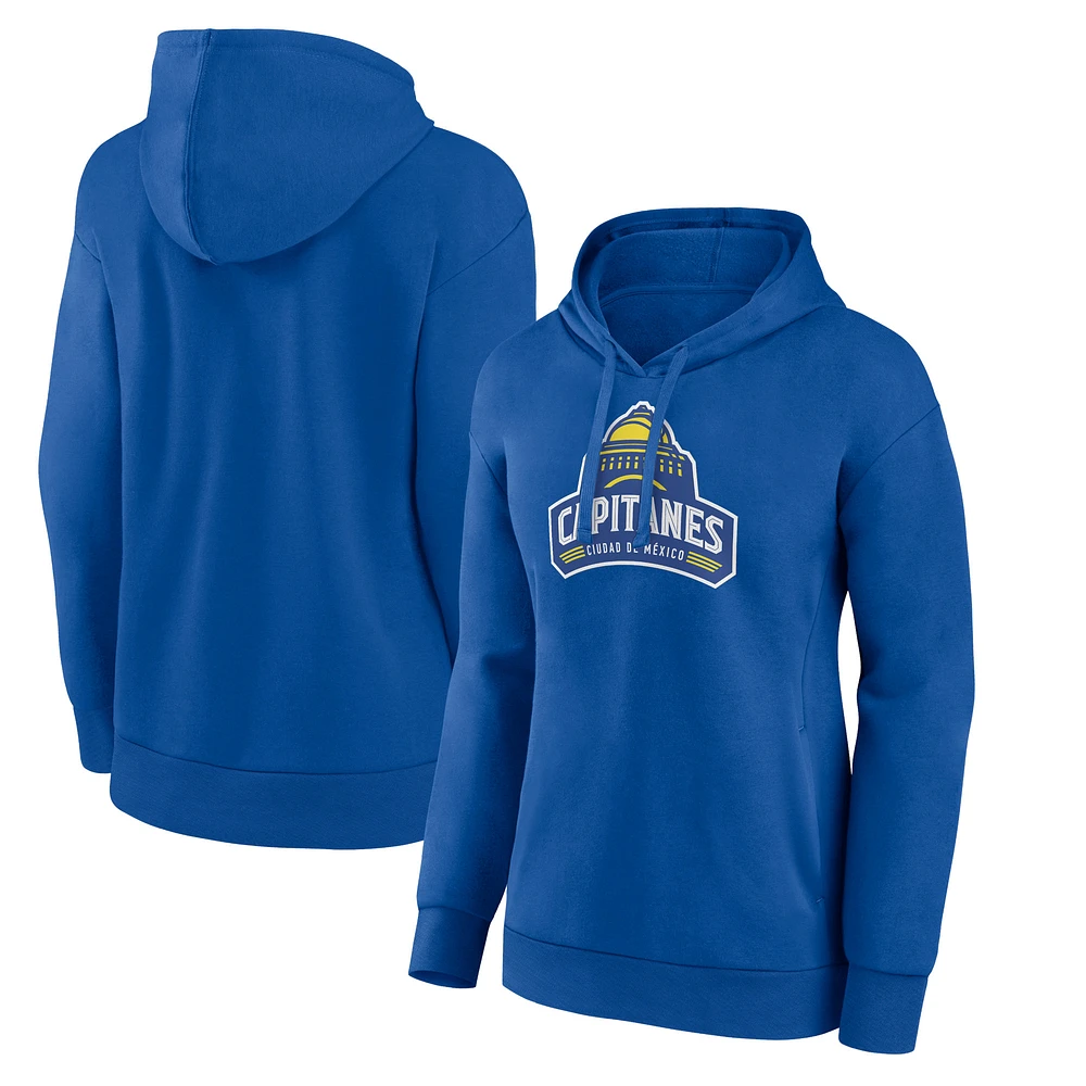 Women's Blue Mexico City Capitanes Team Primary Logo Pullover Hoodie