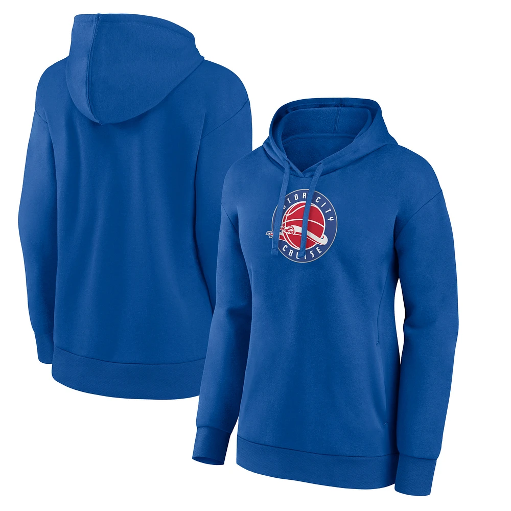 Women's Blue Motor City Cruise Team Primary Logo Pullover Hoodie