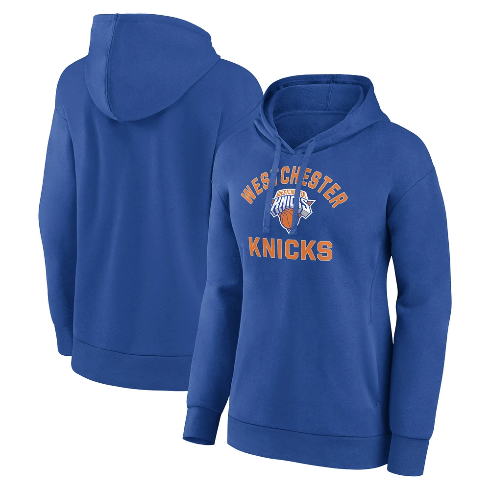 Women's Blue Westchester Knicks Team Overtime Pullover Hoodie