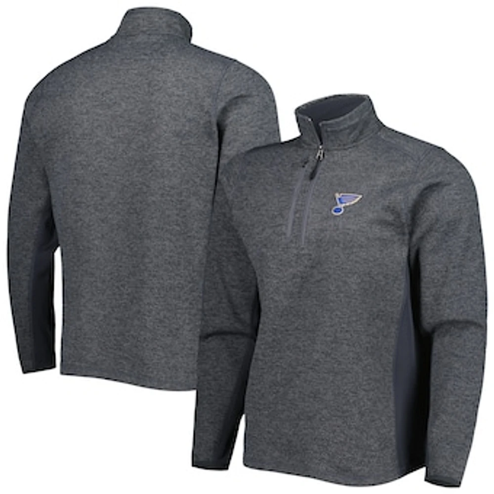 Men's Antigua Heathered Charcoal St. Louis Blues Course Quarter-Zip Jacket
