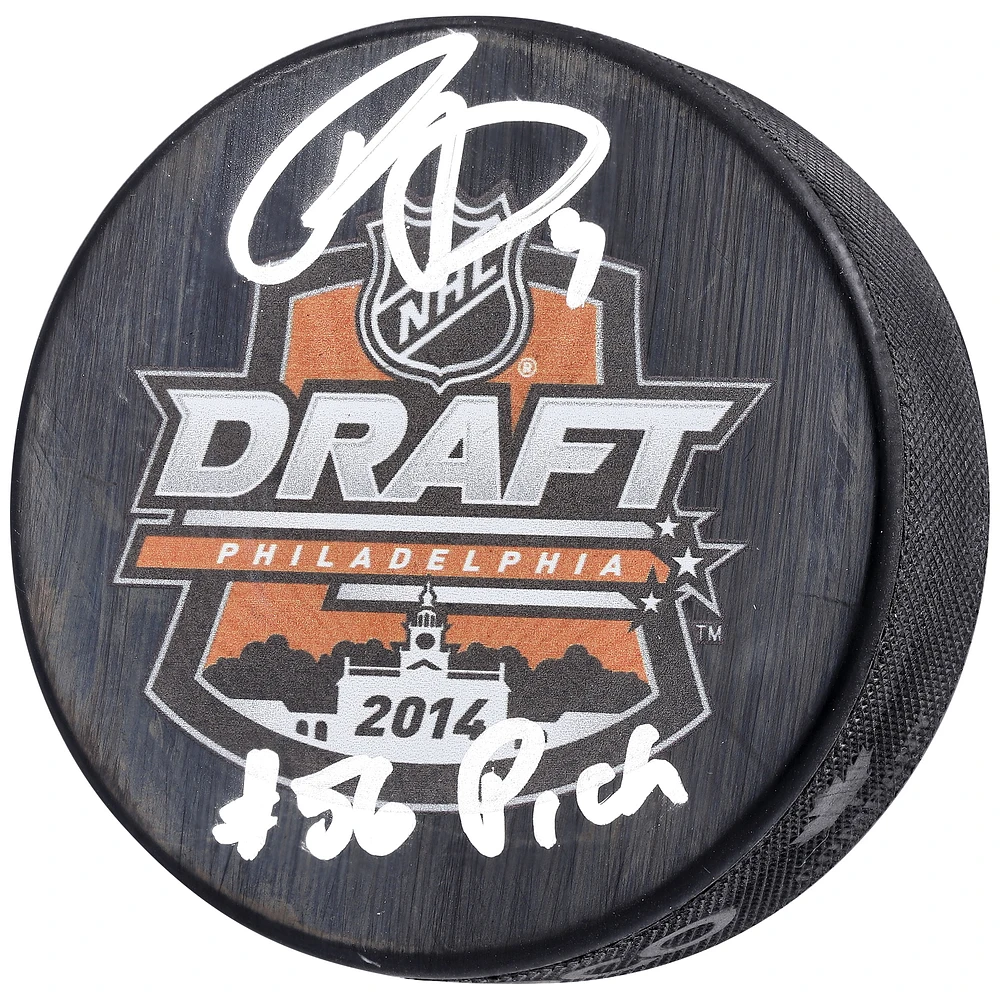 Ryan Donato Seattle Kraken Autographed 2014 NHL Draft Logo Hockey Puck with "#56 Pick" Inscription