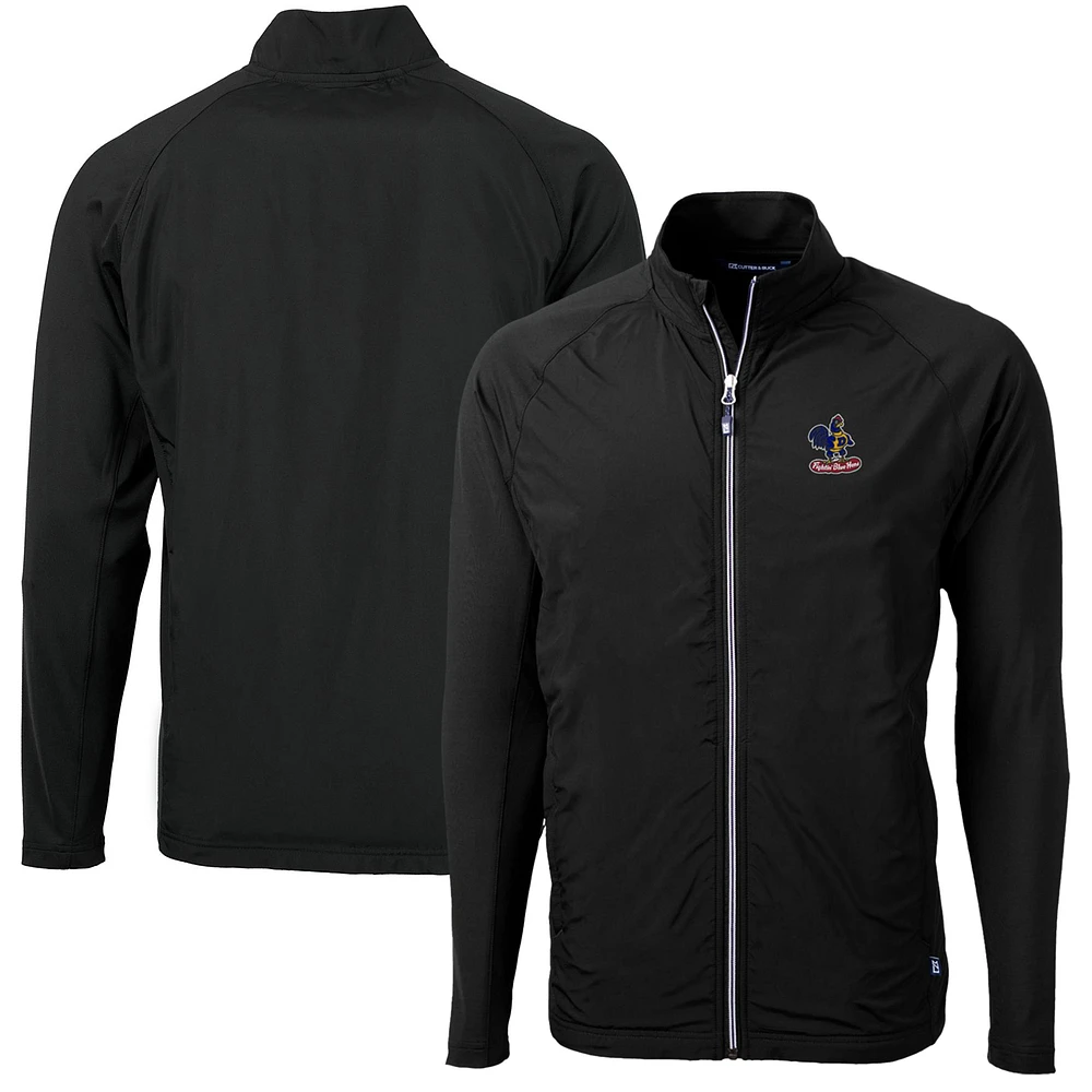 Men's Cutter & Buck Black Delaware Fightin' Blue Hens Adapt Eco Knit Hybrid Recycled Big Tall Full-Zip Jacket