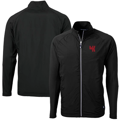 Men's Cutter & Buck Black Western Kentucky Hilltoppers Adapt Eco Knit Hybrid Recycled Big Tall Full-Zip Jacket