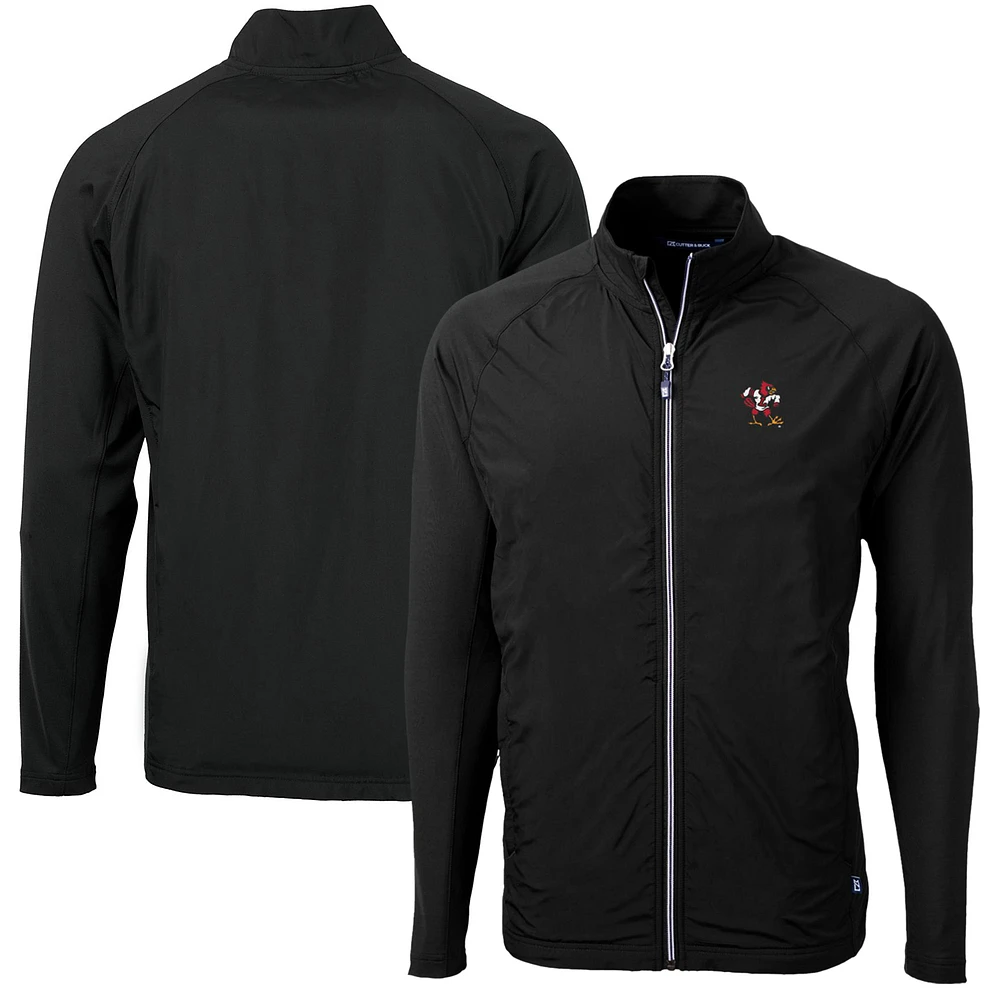 Men's Cutter & Buck Black Louisville Cardinals Adapt Eco Knit Hybrid Recycled Big & Tall Full-Zip Jacket