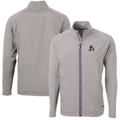 Men's Cutter & Buck Gray Arkansas Razorbacks Adapt Eco Knit Hybrid Recycled Big Tall Full-Zip Jacket