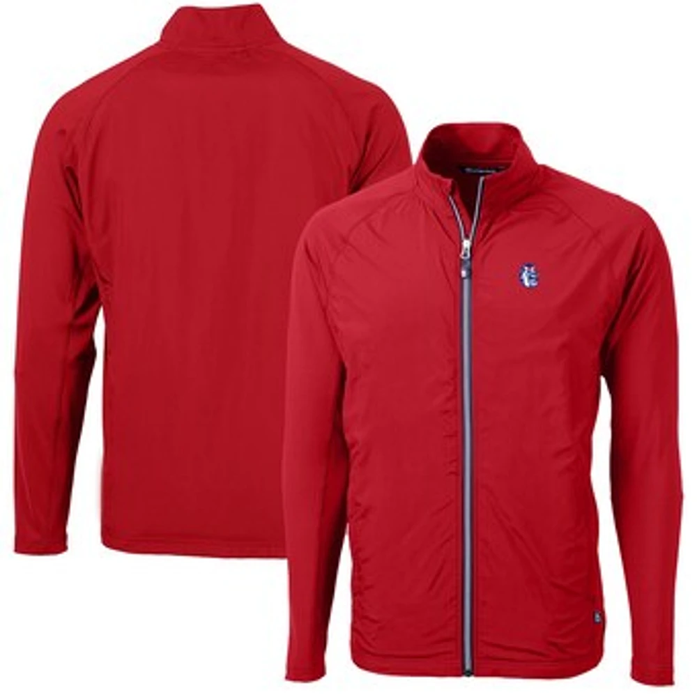 Men's Cutter & Buck Red Fresno State Bulldogs Adapt Eco Knit Hybrid Recycled Big Tall Full-Zip Jacket