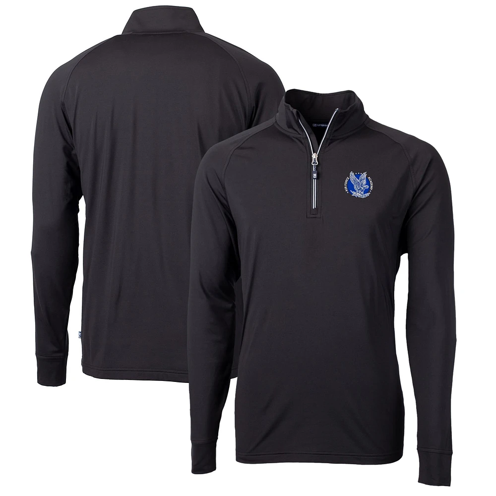 Men's Cutter & Buck Black Air Force Falcons Adapt Eco Knit Stretch Recycled Big Tall Quarter-Zip Pullover Top
