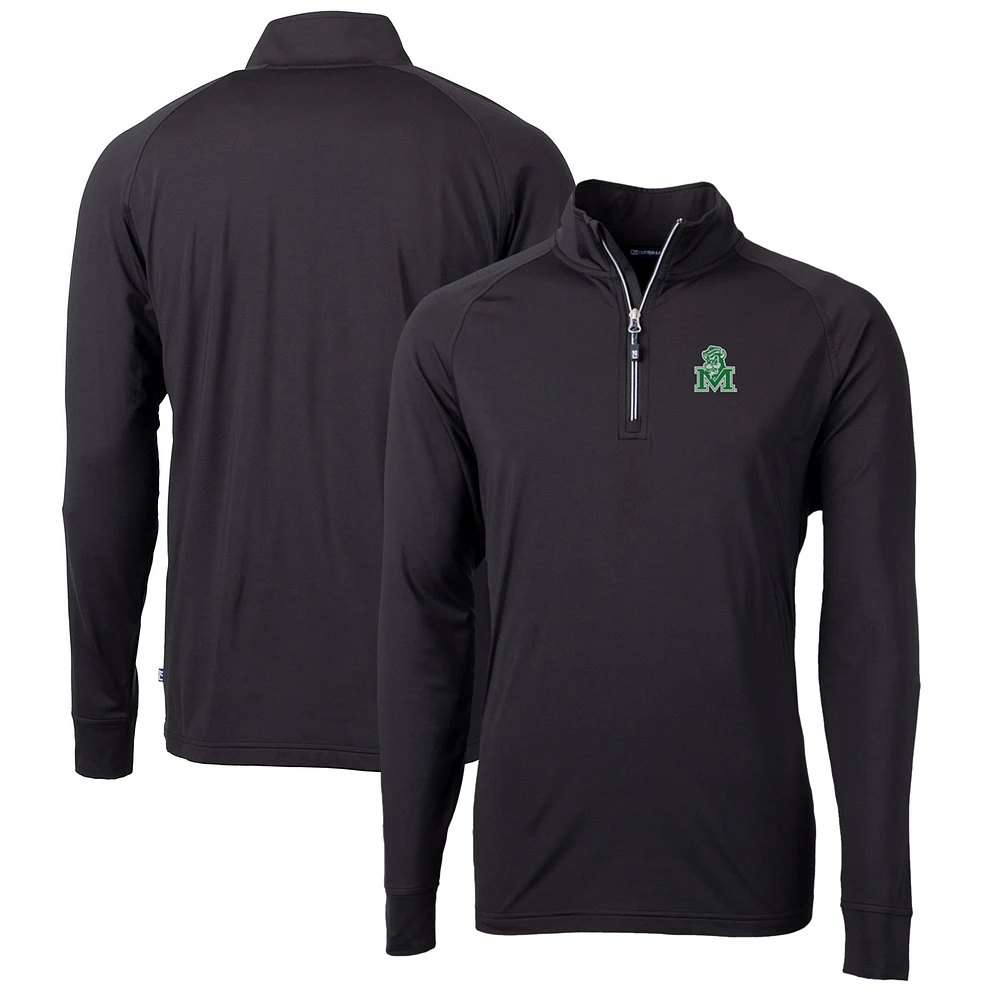 Men's Cutter & Buck Marshall Thundering Herd Adapt Eco Knit Stretch Recycled Big Tall Quarter-Zip Pullover Top