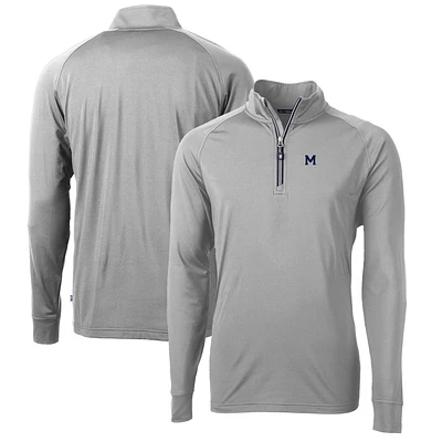 Men's Cutter & Buck Gray Michigan Wolverines Adapt Eco Knit Stretch Recycled Big & Tall Quarter-Zip Pullover Top