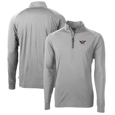 Men's Cutter & Buck Gray Auburn Tigers Adapt Eco Knit Stretch Recycled Big Tall Quarter-Zip Pullover Top