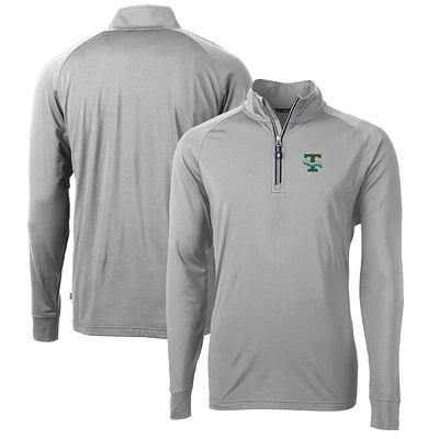 Men's Cutter & Buck Gray Tulane Green Wave Adapt Eco Knit Stretch Recycled Big Tall Quarter-Zip Pullover Top