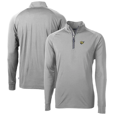 Men's Cutter & Buck Gray West Virginia Mountaineers Adapt Eco Knit Stretch Recycled Big Tall Quarter-Zip Pullover Top