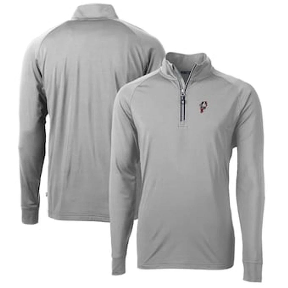 Men's Cutter & Buck Gray Ohio State Buckeyes Adapt Eco Knit Stretch Recycled Big & Tall Quarter-Zip Pullover Top