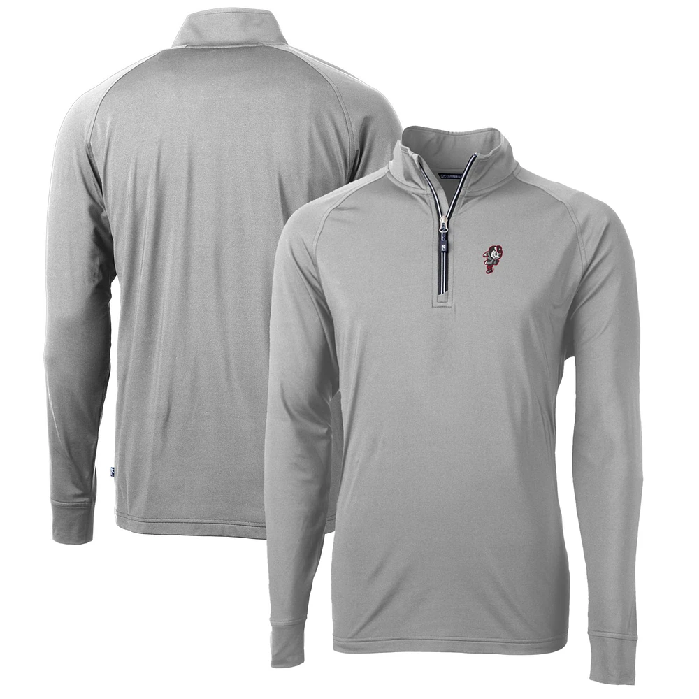 Men's Cutter & Buck Gray Ohio State Buckeyes Adapt Eco Knit Stretch Recycled Big & Tall Quarter-Zip Pullover Top