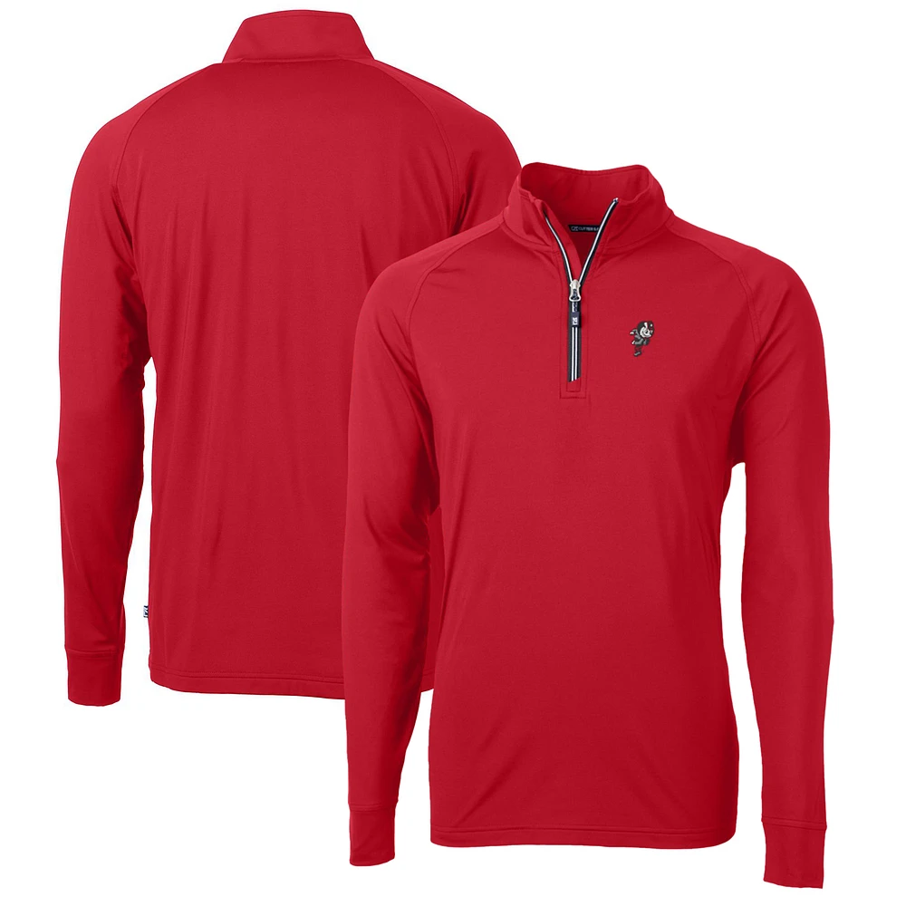 Men's Cutter & Buck Scarlet Ohio State Buckeyes Adapt Eco Knit Stretch Recycled Big Tall Quarter-Zip Pullover Top