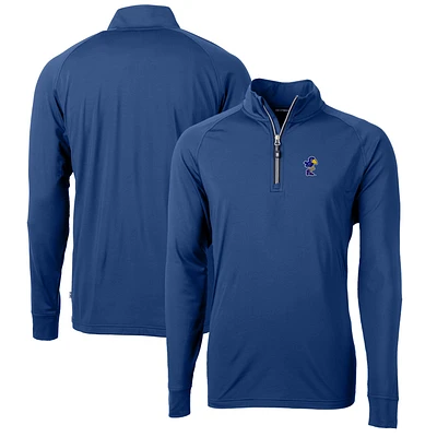 Men's Cutter & Buck Royal Kansas Jayhawks Adapt Eco Knit Stretch Recycled Big Tall Quarter-Zip Pullover Top