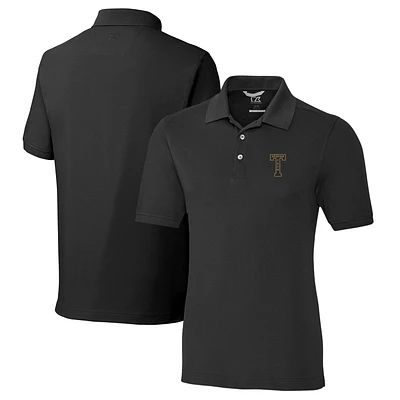 Men's Cutter & Buck Black Georgia Tech Yellow Jackets Vault Advantage Tri-Blend Pique Big & Tall Polo
