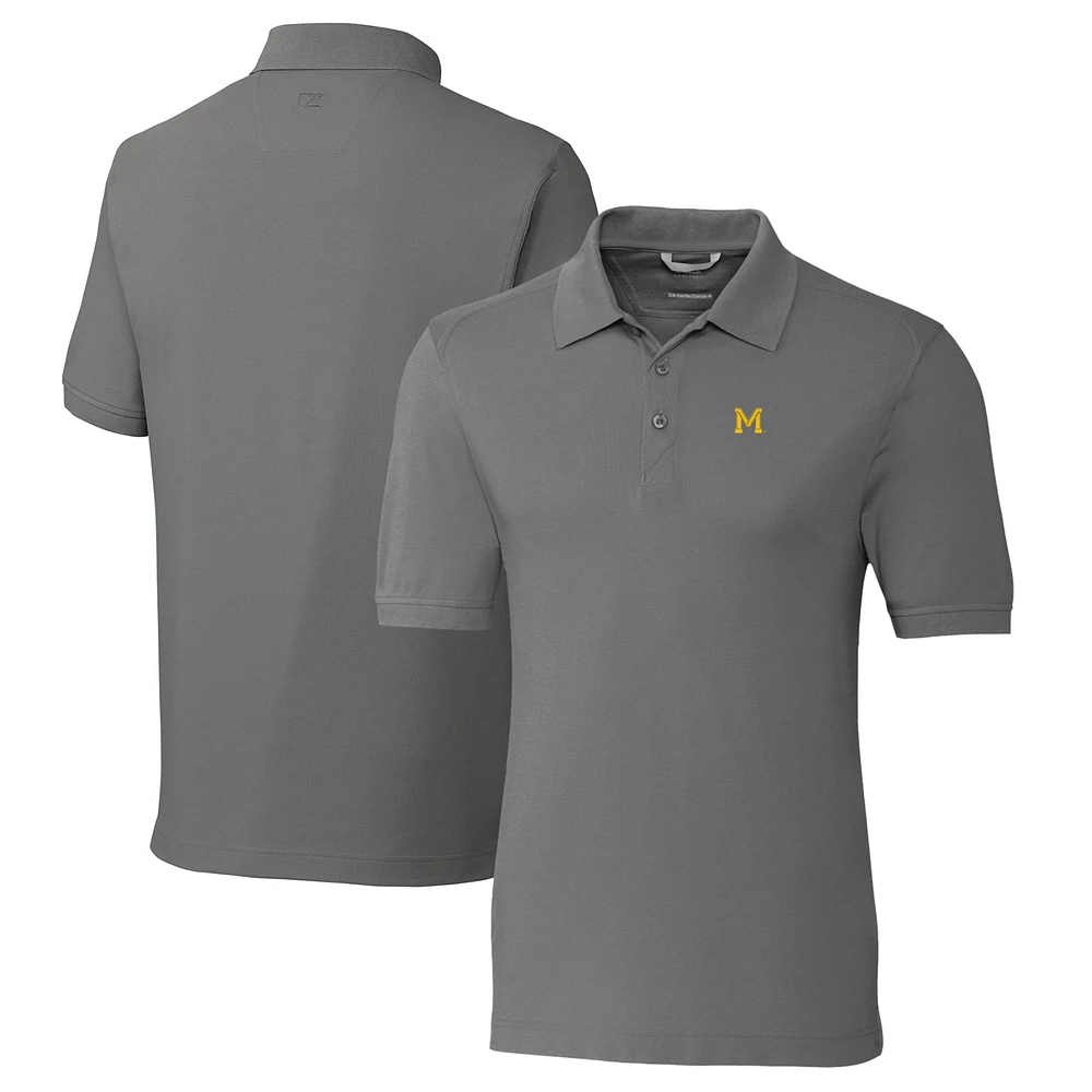 Men's Cutter & Buck Steel Michigan Wolverines Vault Advantage Tri-Blend Pique Big & Tall Polo