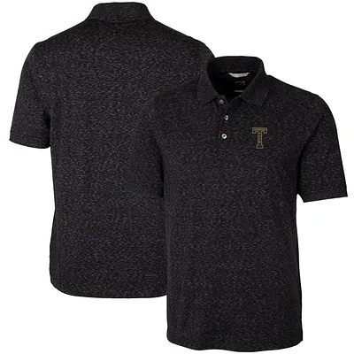 Men's Cutter & Buck Black Georgia Tech Yellow Jackets Vault Advantage Tri-Blend Space Dye Big & Tall Polo